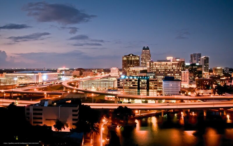 Tampa city skyline at dusk