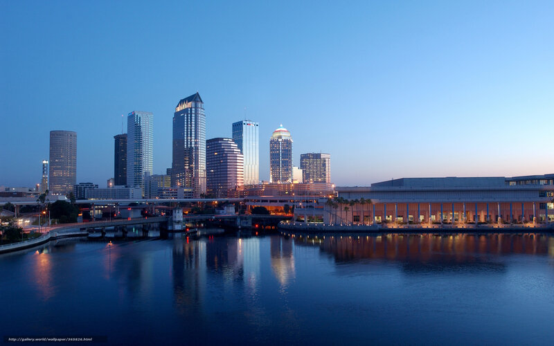 Tampa Skyline at Dusk — Blue, Calm