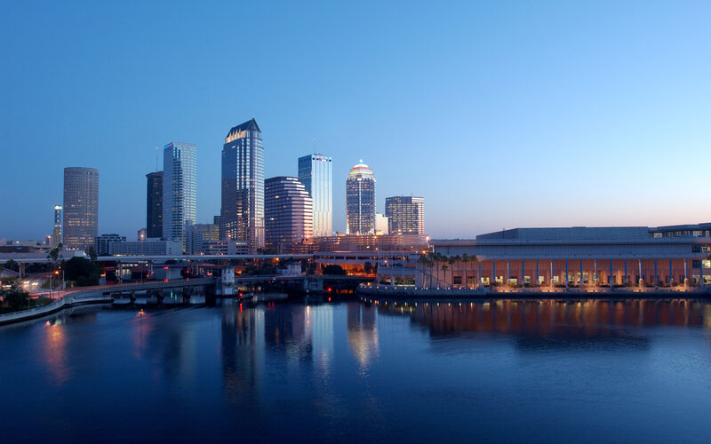 Tampa Skyline at Dusk — Blue