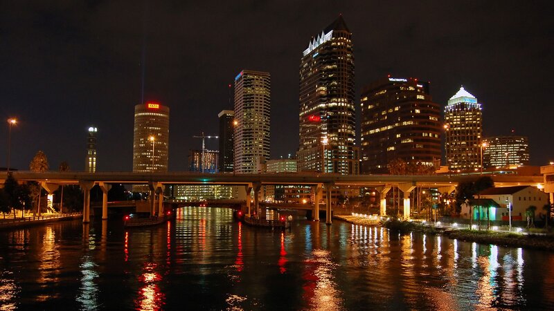 Tampa Skyline at Night — Black, Dark