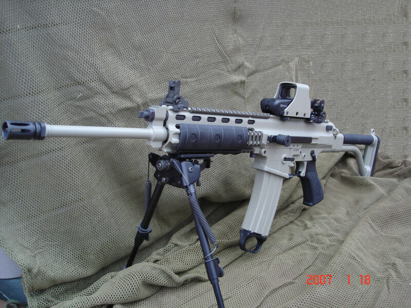 Tan-colored Rifle on Bipod