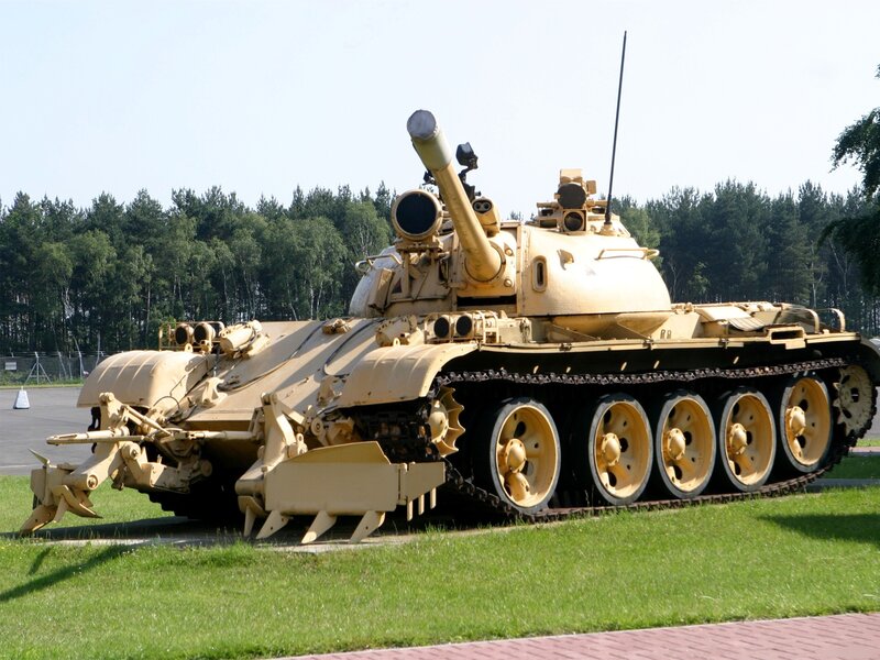 Tan-colored tank on display