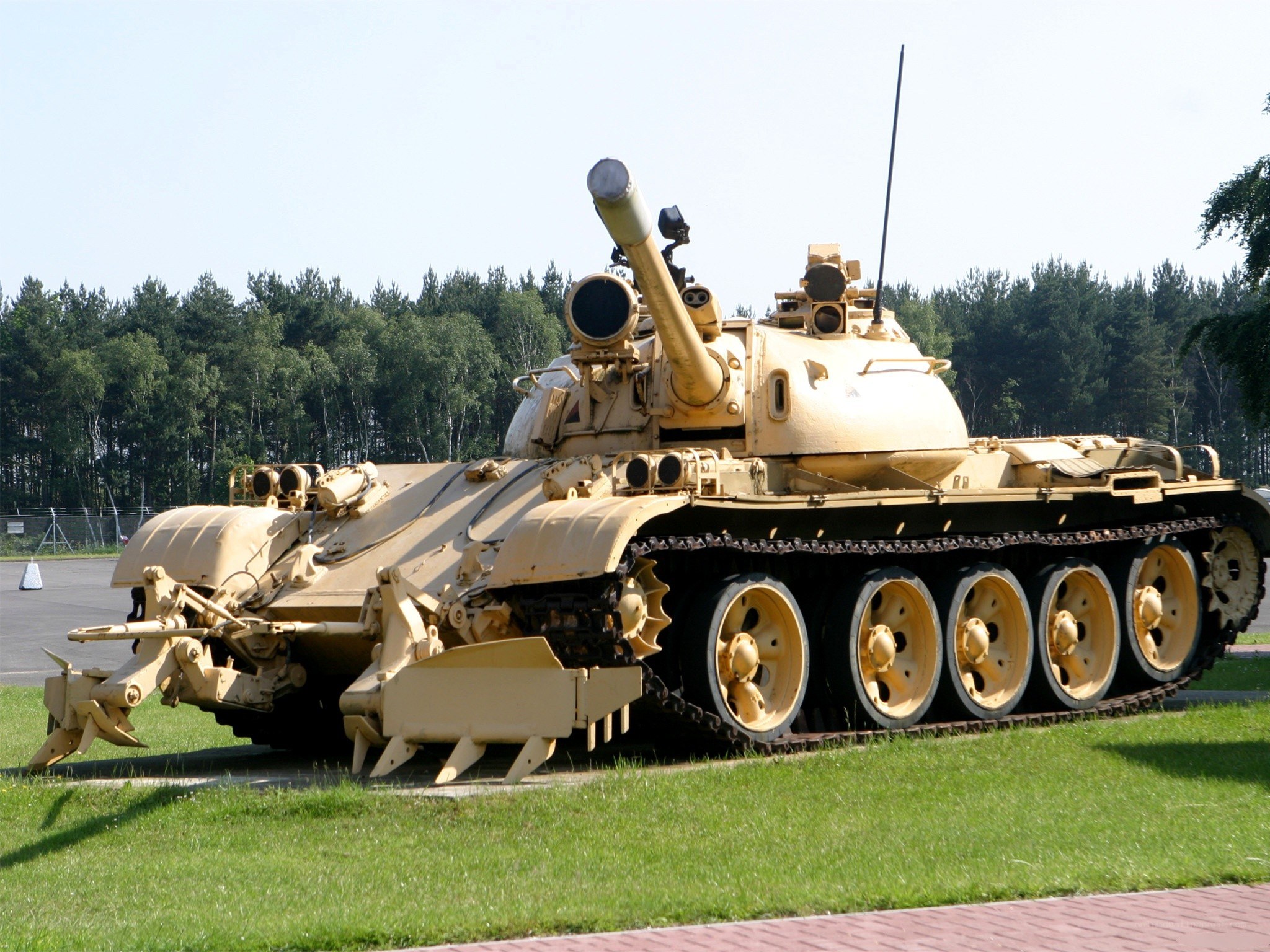 Tan-colored tank on display