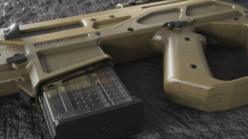 Tan Firearm with Magazine