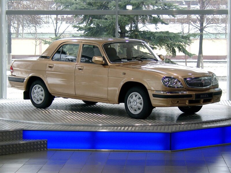 Tan sedan on display