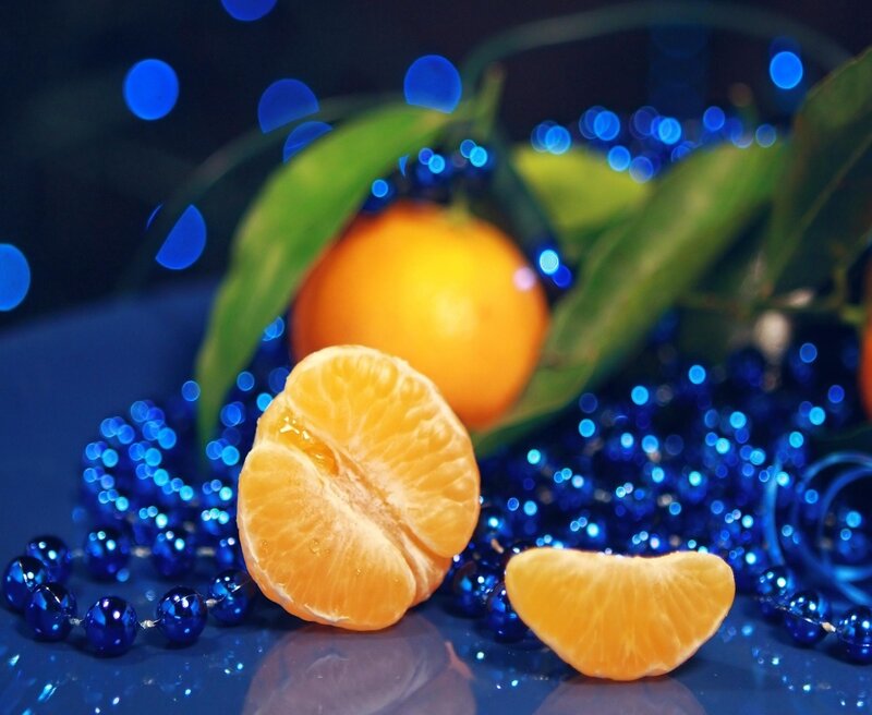 Tangerine Fruit with Leaves
