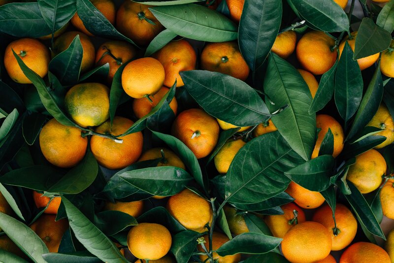 Tangerines with Leaves — Orange, Natural