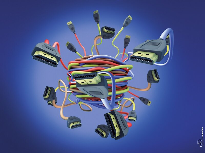 tangled cables and connectors