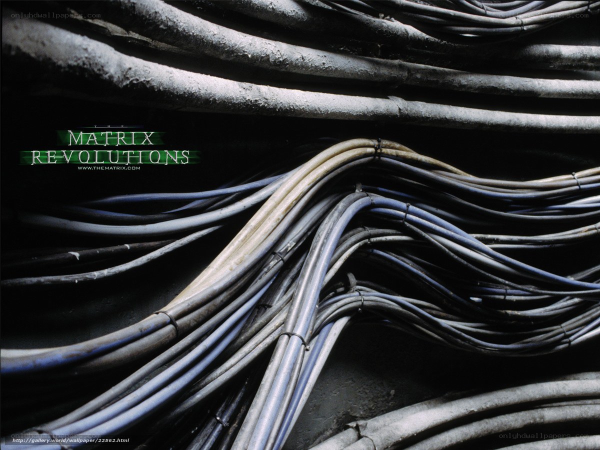 tangled cables and matrix text