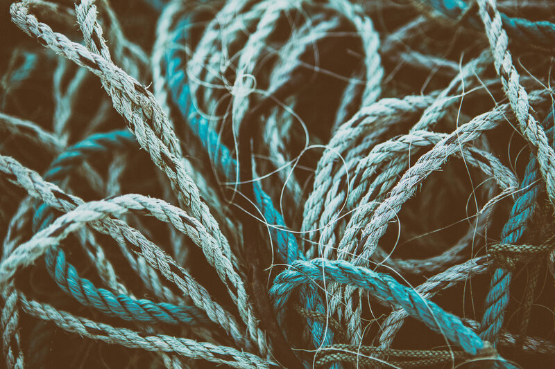 tangled ropes in close-up