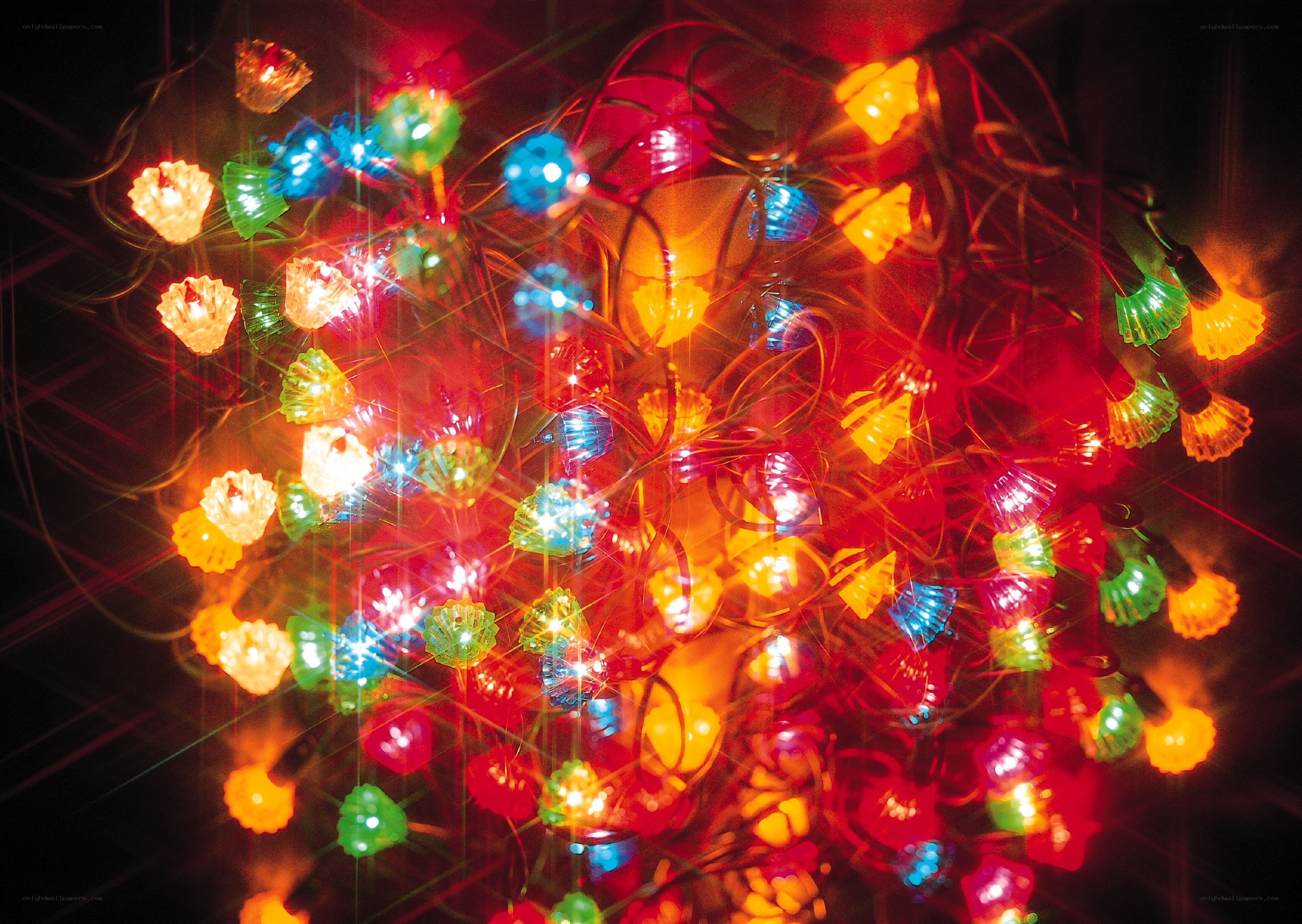 tangled string of colorful lights