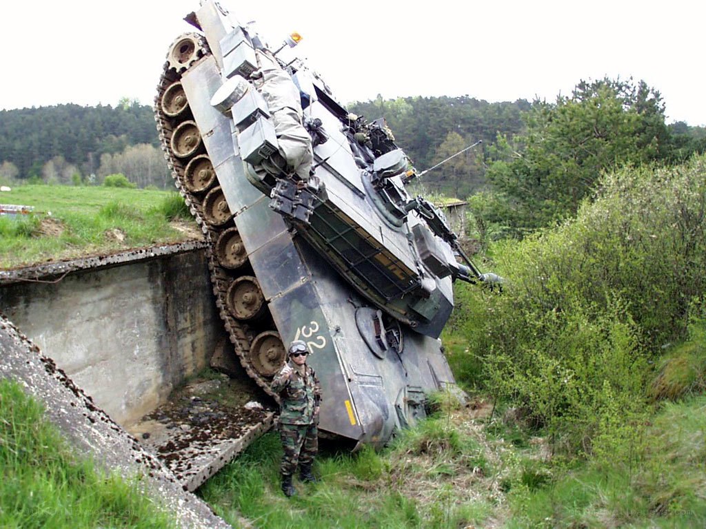 Tank accident on bridge