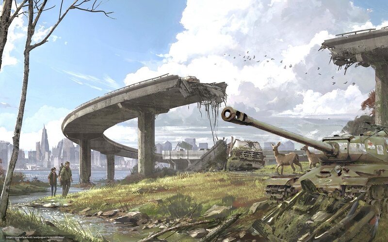 Tank and Deer in Ruins
