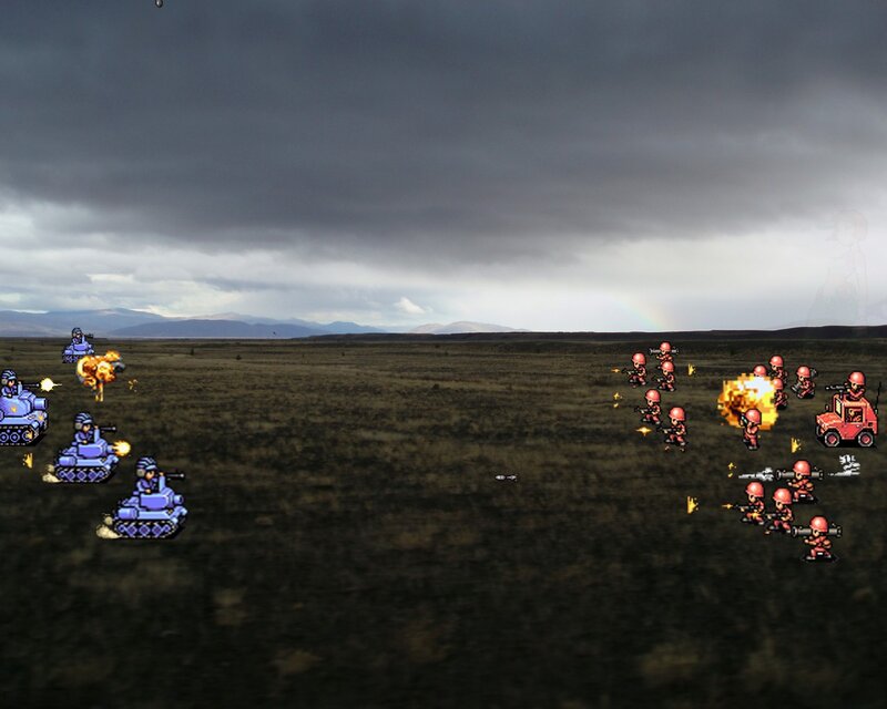 Tank Battle in Field — Gray