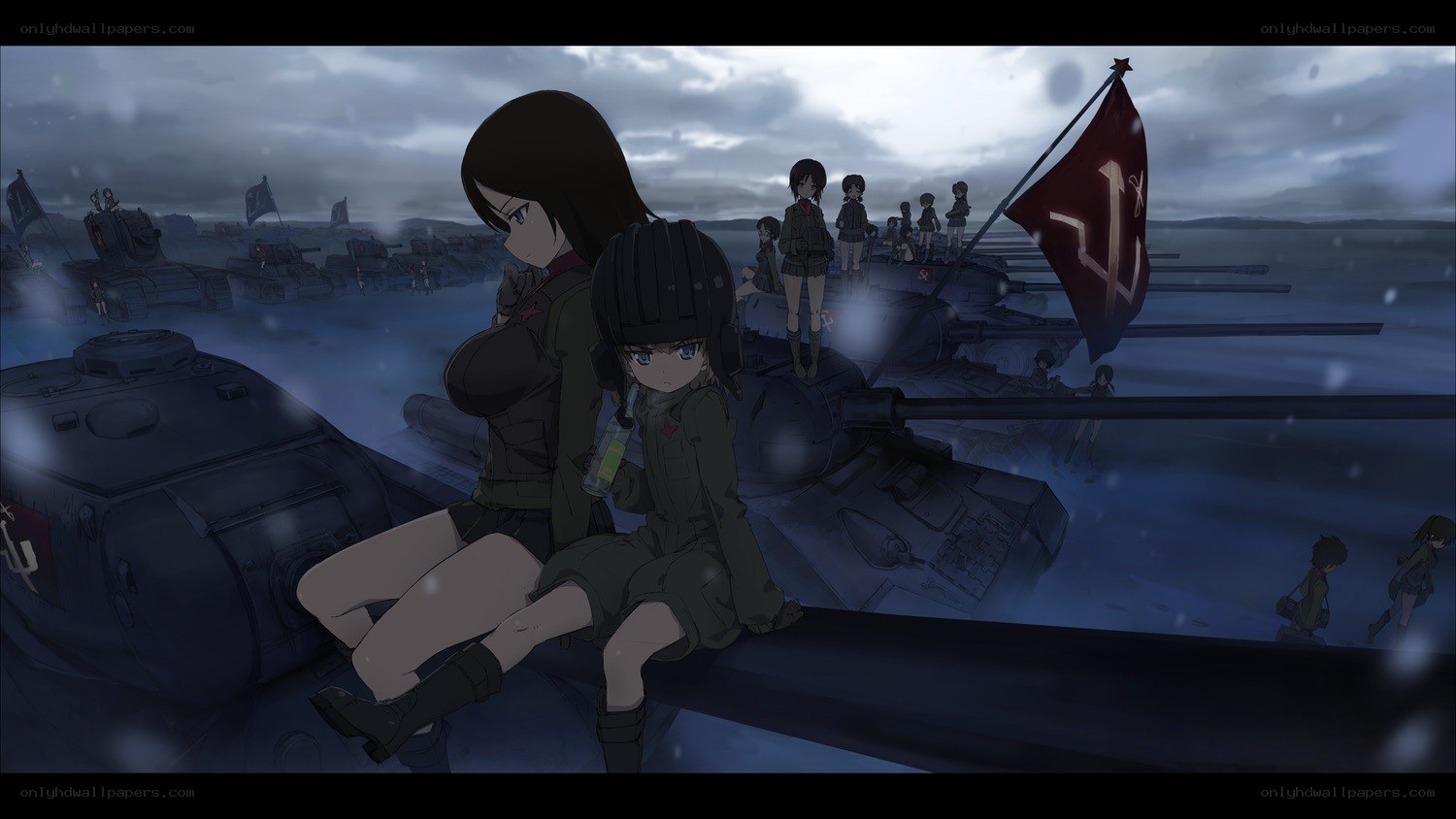 tank battle scene with girls