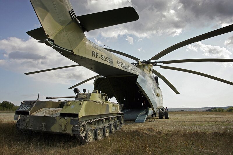 Tank Being Loaded into Helicopter