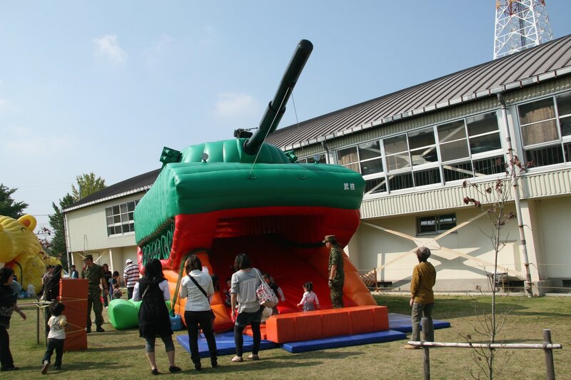 Tank bouncy castle at festival