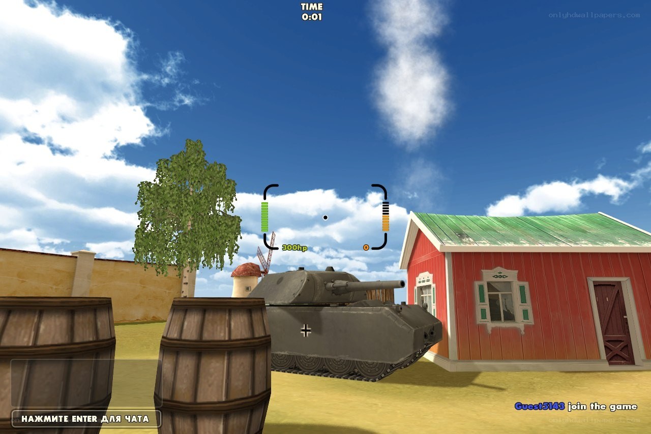 Tank combat in a village