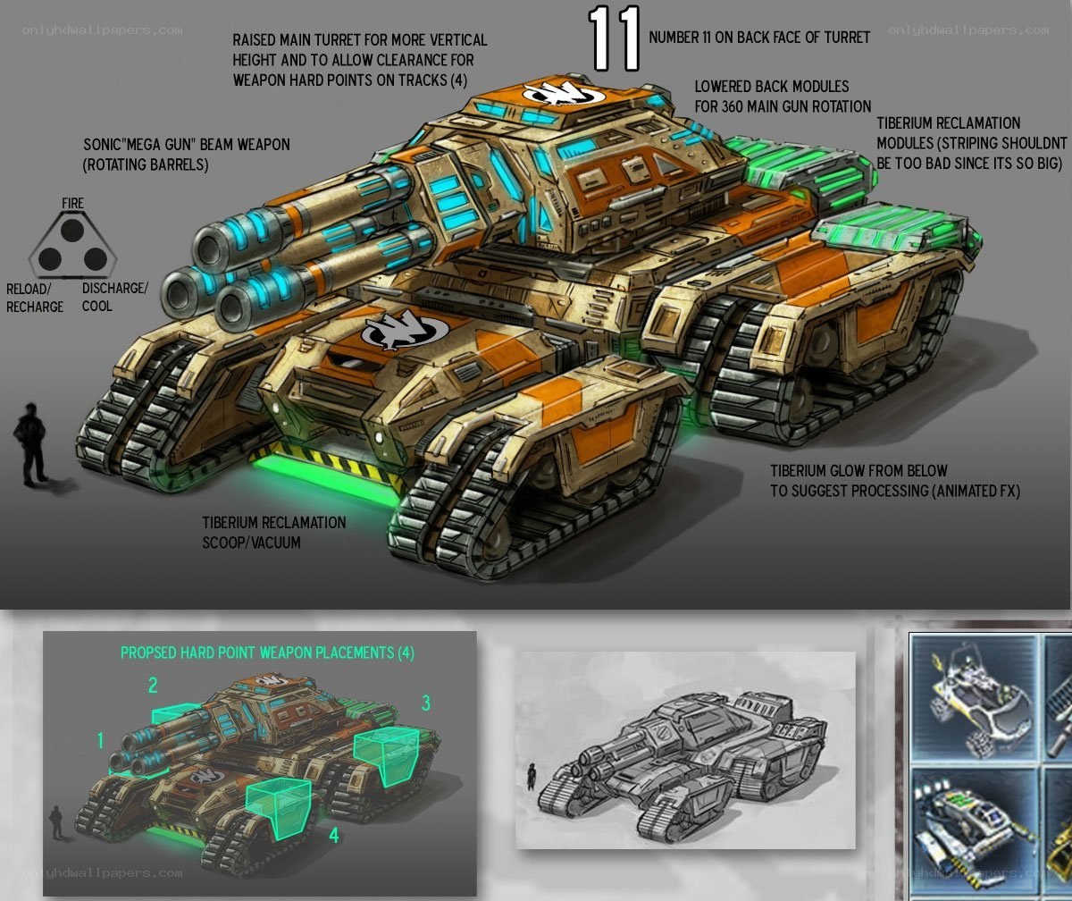 Tank concept art with weapon details