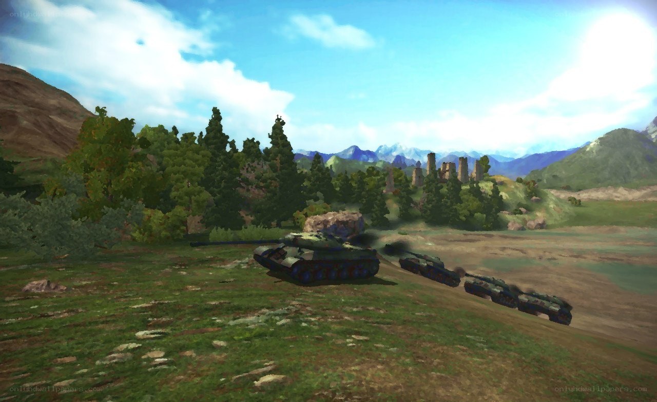 Tank convoy in a valley