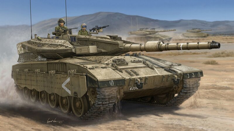 Tank Convoy in Desert — Tan
