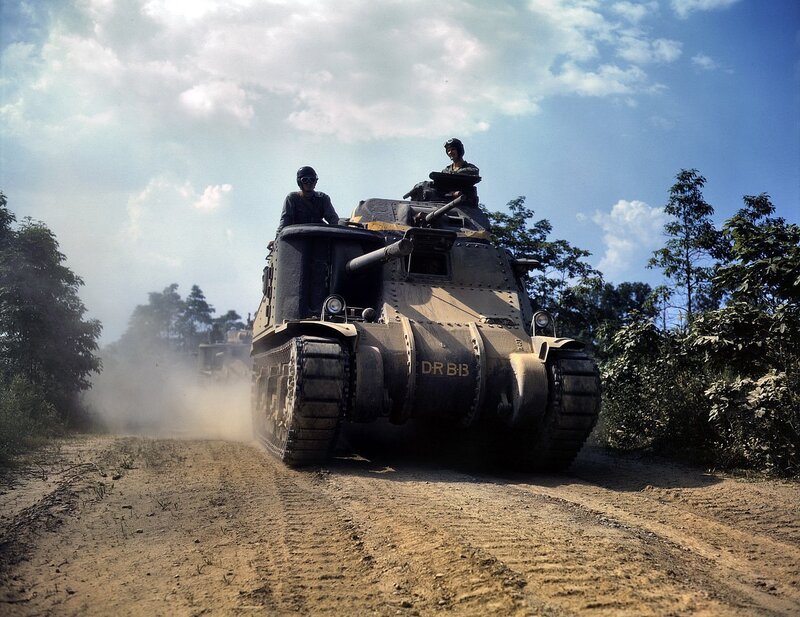 Tank convoy on dirt road