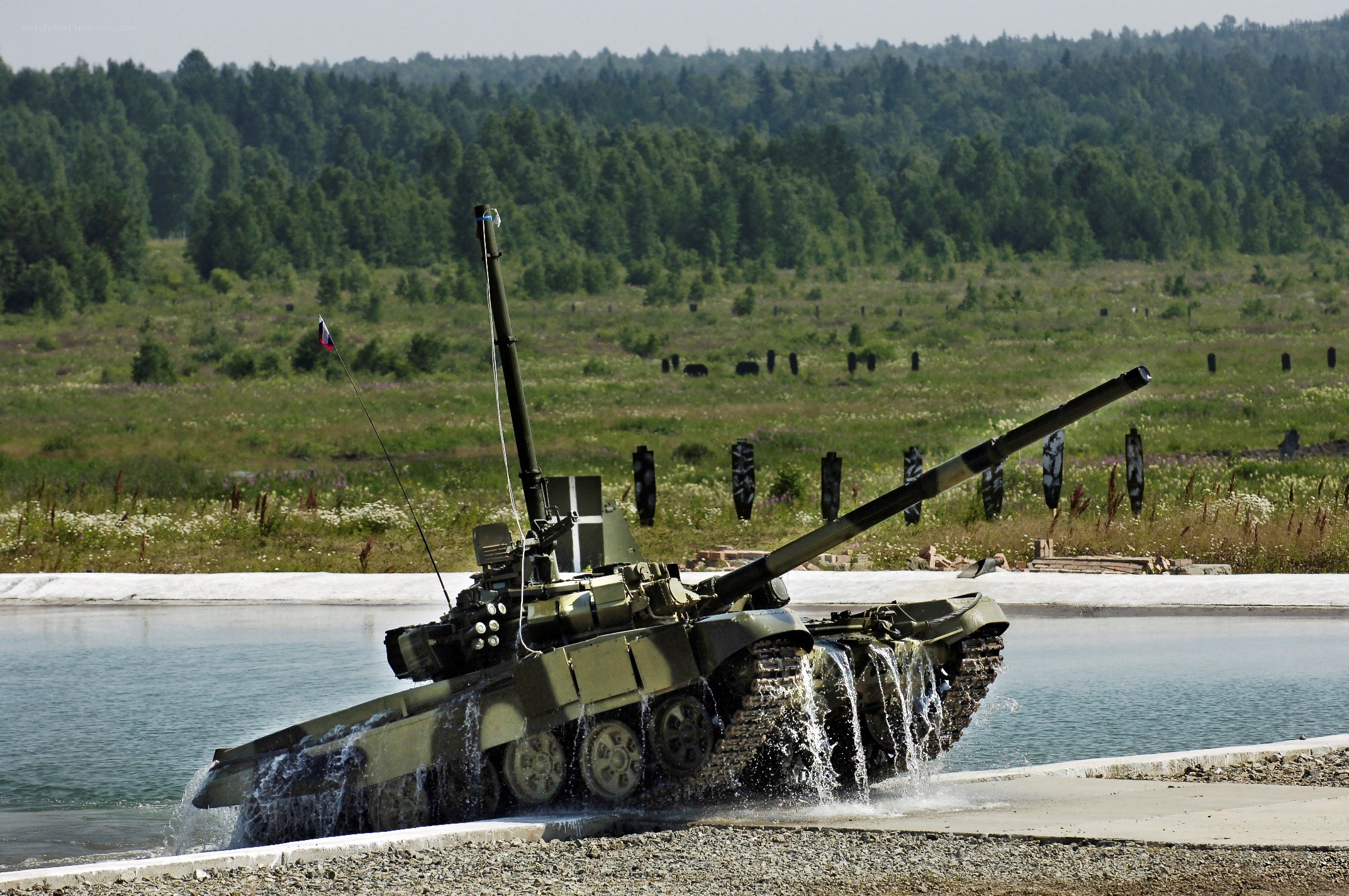 Tank crossing a water obstacle