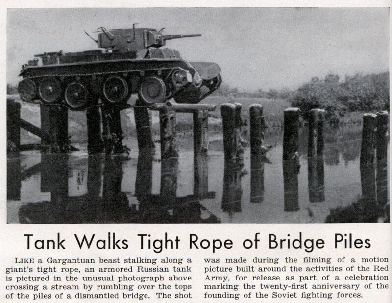 Tank crossing bridge piles