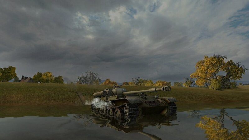 Tank Crossing River — Green, Dramatic, Autumn
