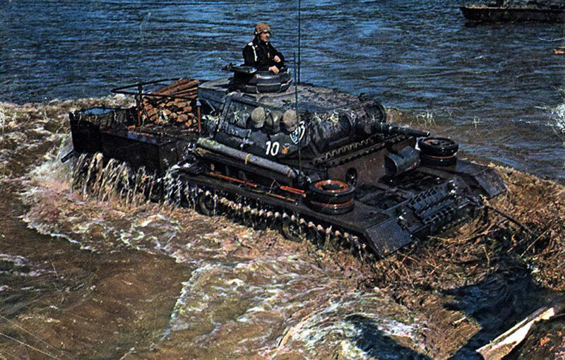 Tank crossing river