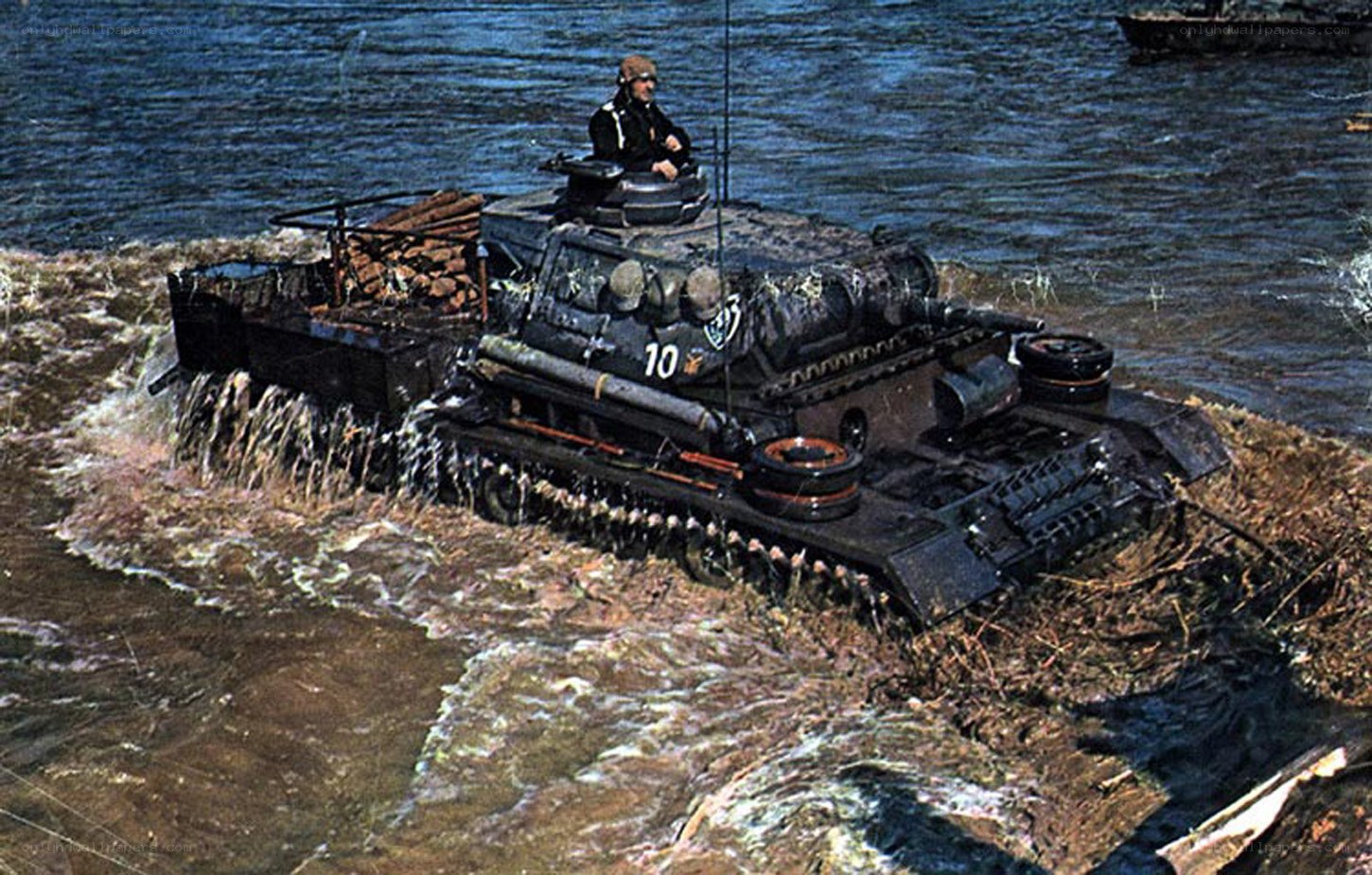 Tank crossing river