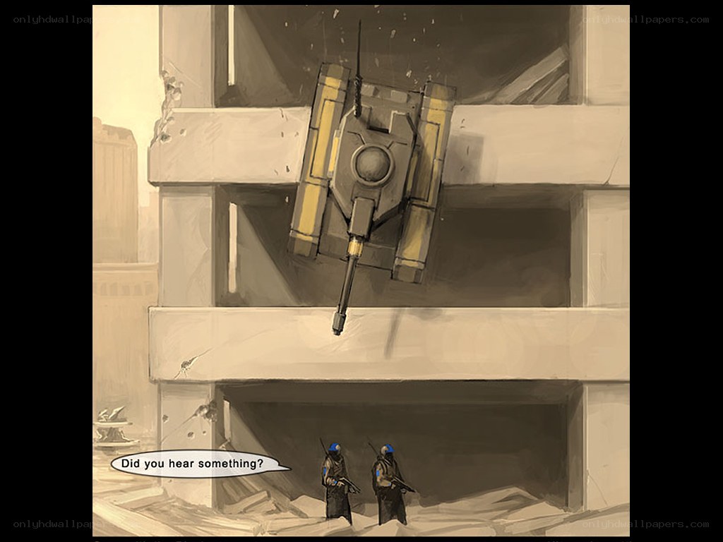 Tank drops in city