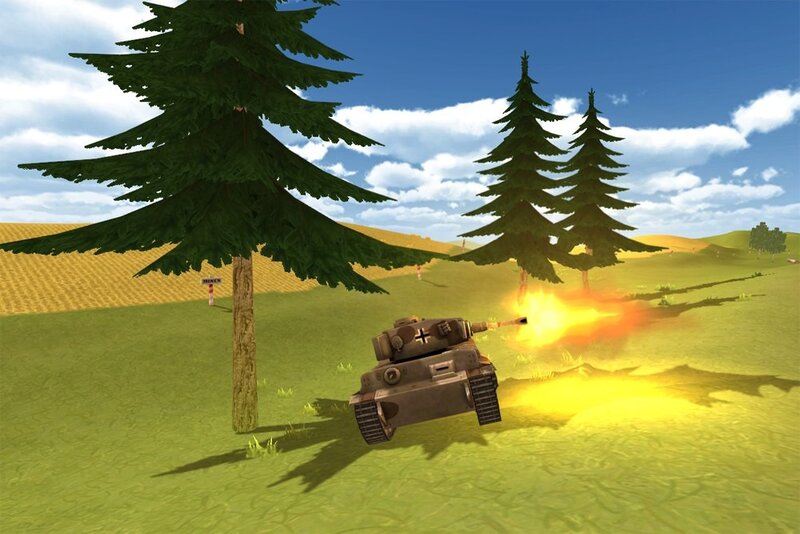 Tank firing in a field