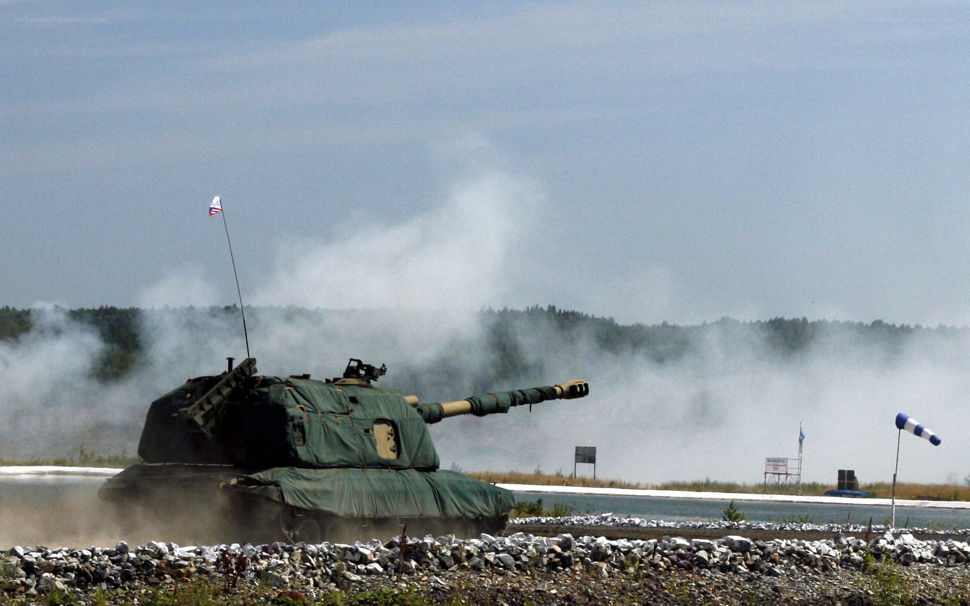 Tank firing on a test range