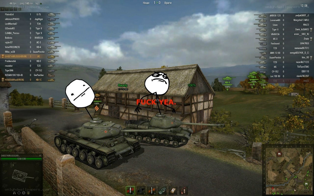 Tank game with meme overlays