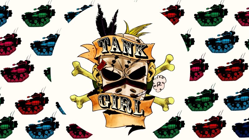 Tank Girl logo with tanks