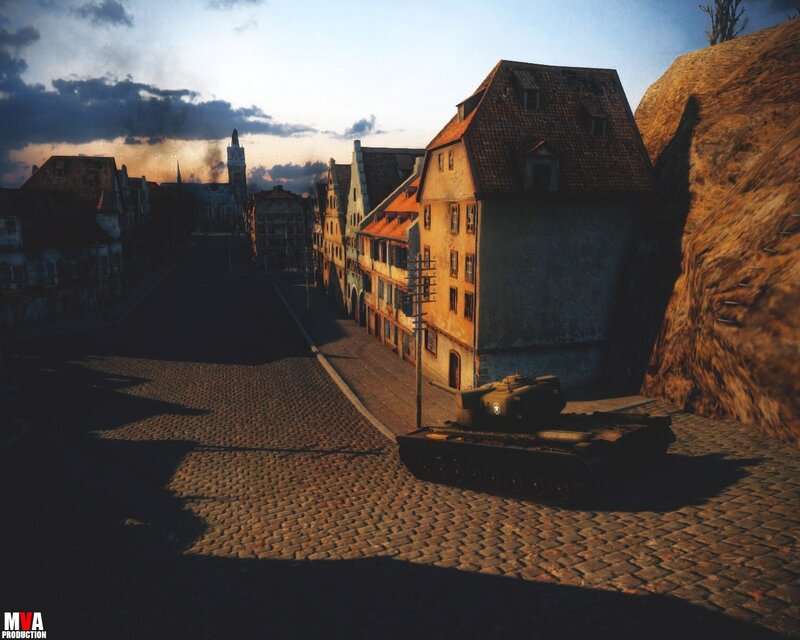Tank in a European town