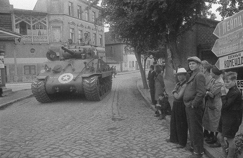 Tank in a European town