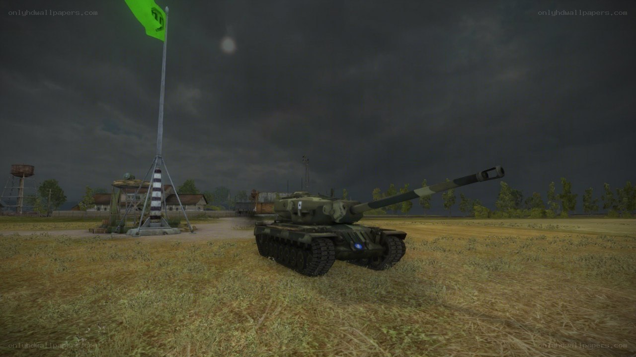 Tank in a field at night