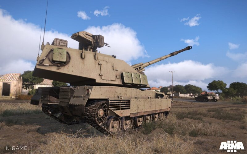 Tank in a Field — Brown, Neutral, Afternoon