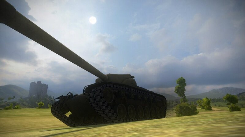 Tank in a Field — Green, Dramatic, Afternoon, 3d Render, Sun
