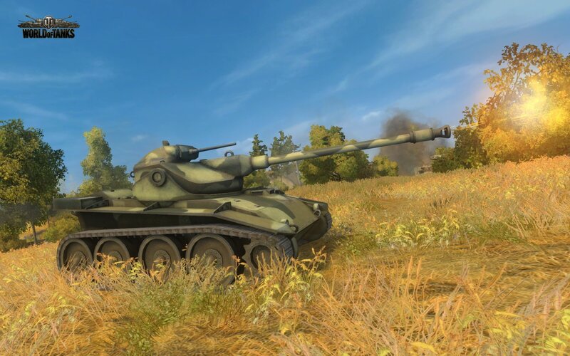 Tank in a Field — Green, Dramatic, Afternoon, 3d Render, Trees, Grass, Smoke