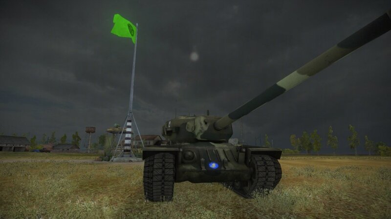 Tank in a Field — Green, Dramatic, Night, 3d Render
