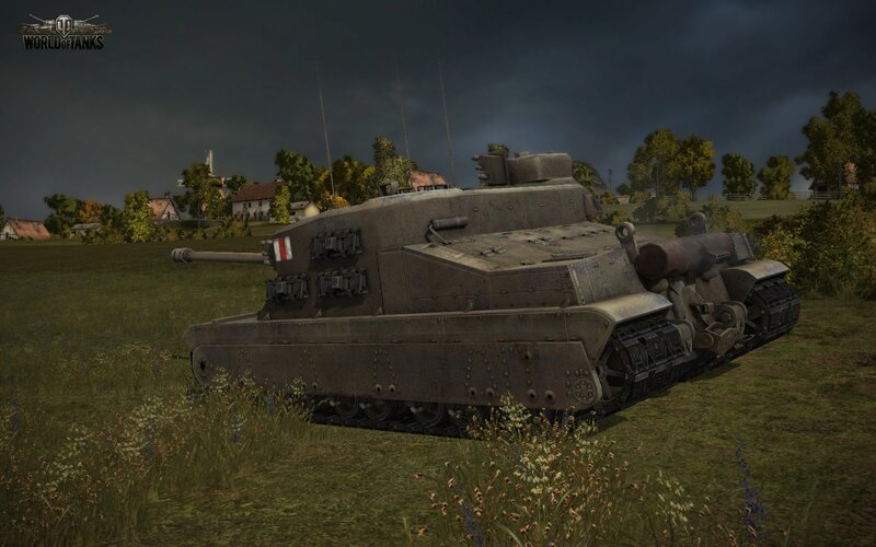 Tank in a Field — Green, Dramatic, Night, 3d Render, Trees