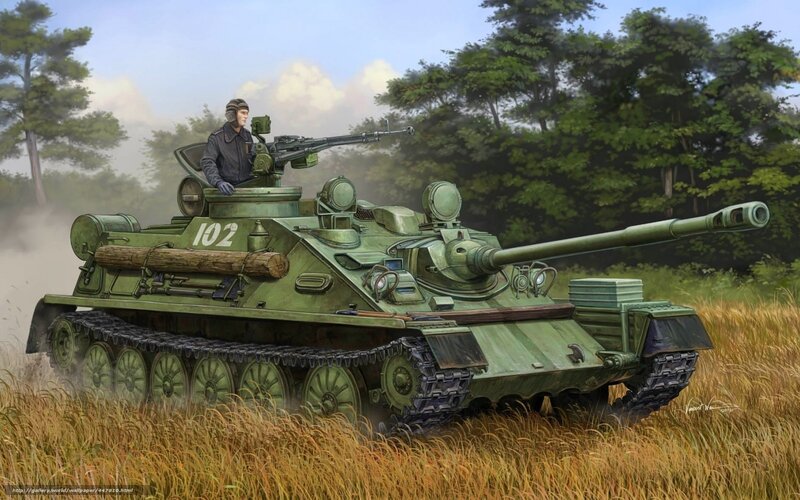 Tank in a Field — Green, Dramatic