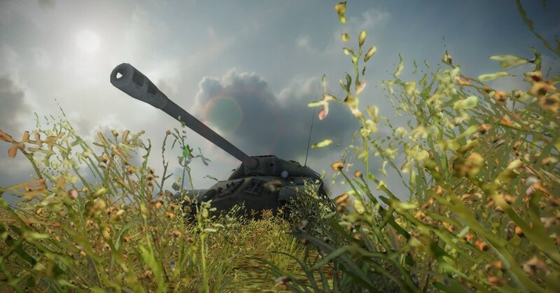 Tank in a field of grass
