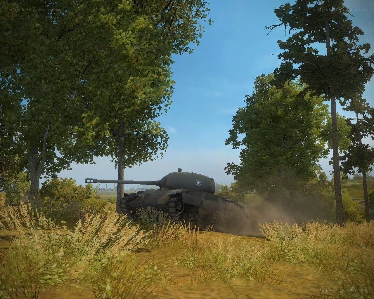 Tank in a forest clearing