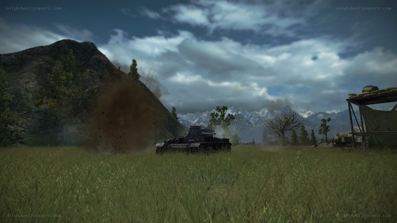 Tank in a grassy field