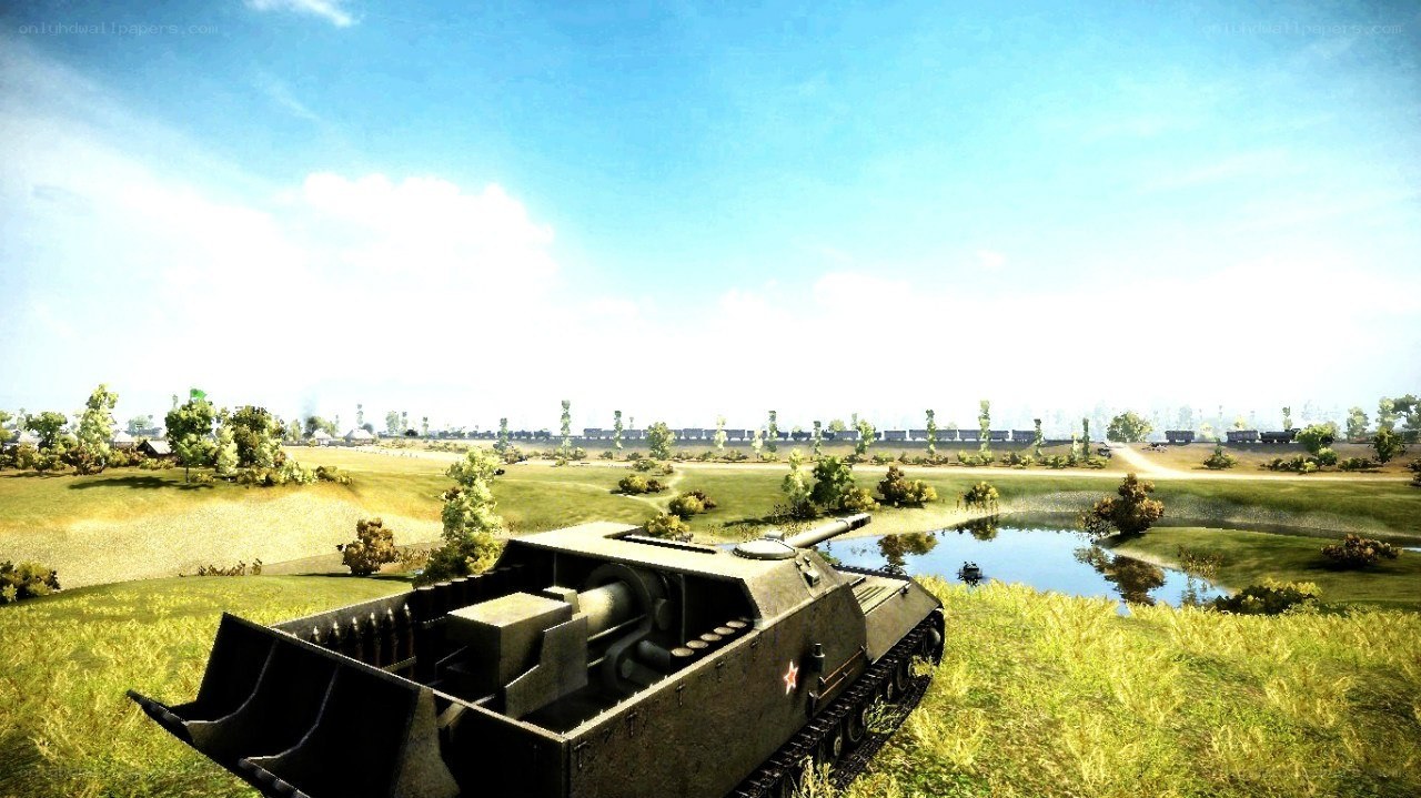 Tank in a grassy field