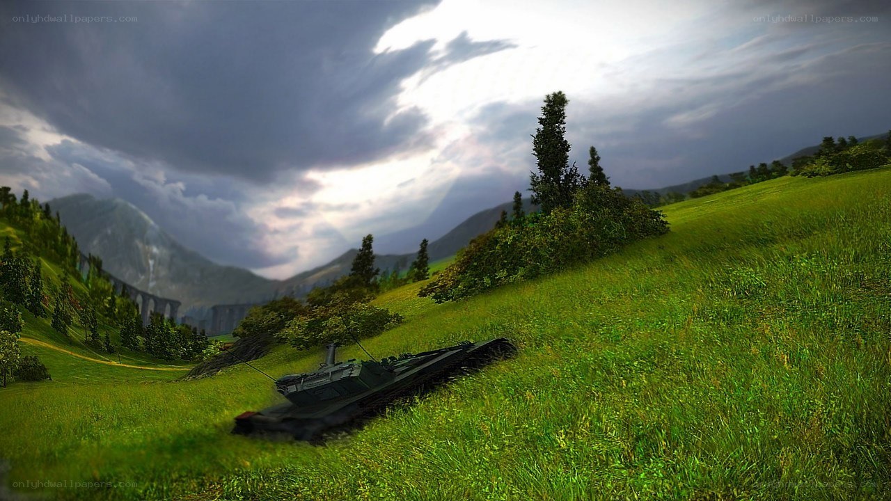 Tank in a green valley